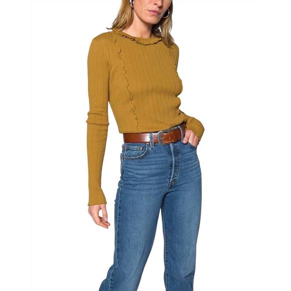 NEW NATION LTD gizelle long sleeve top in olive wood - Picture 2 of 4